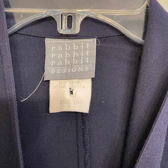 Vintage Rabbit Rabbit Rabbit Elegant Navy Belted Dress - Picture 5 of 7